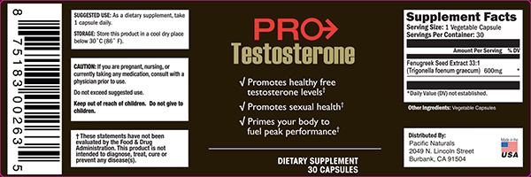 Pro Testosterone Ingredients Image